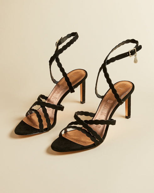 <P>Suede Scallop Strap Sandal</P>